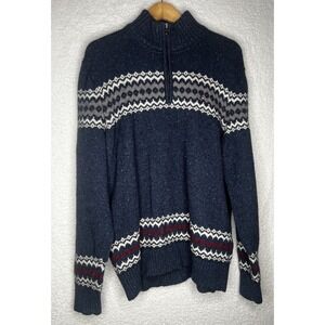 Tommy Hilfiger Men's Sweater 1/4 Zip Pullover Cotton Wool‎ Blend Blue Sz XL